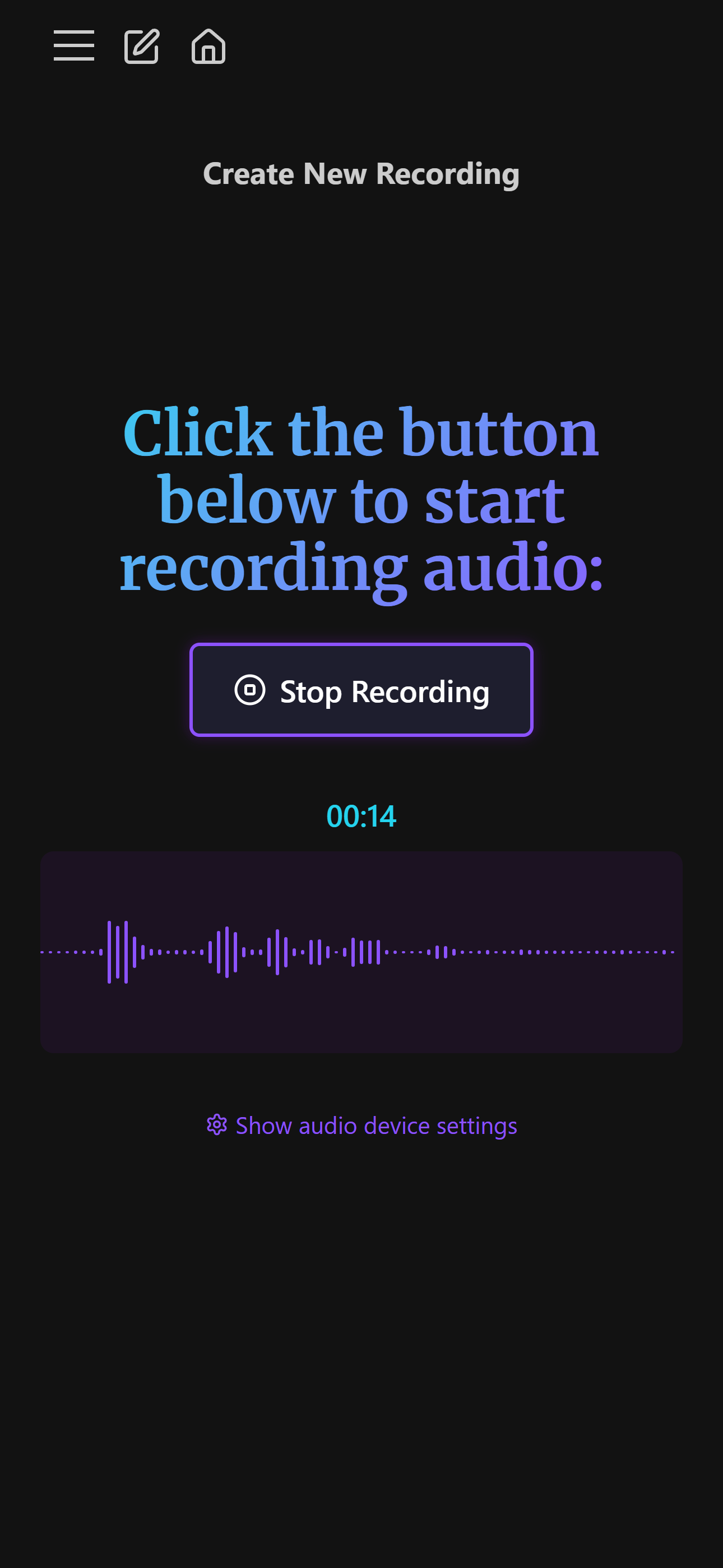 Recording Interface - Dark Theme