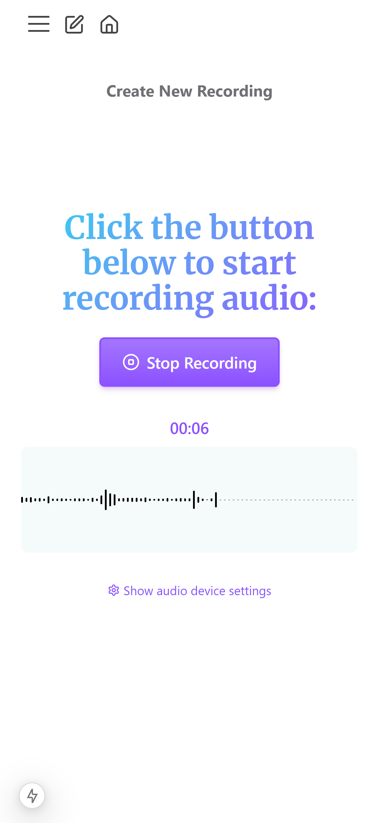 Recording Interface - Light Theme